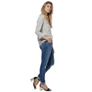 2/$30 Topshop Moto Lucas Jeans Ripped Boyfriend Mid Rise Slim Mid Blue W28 #9280